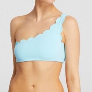 Marysia Santa Barbara Scalloped One Shoulder Bikini Top Blue S